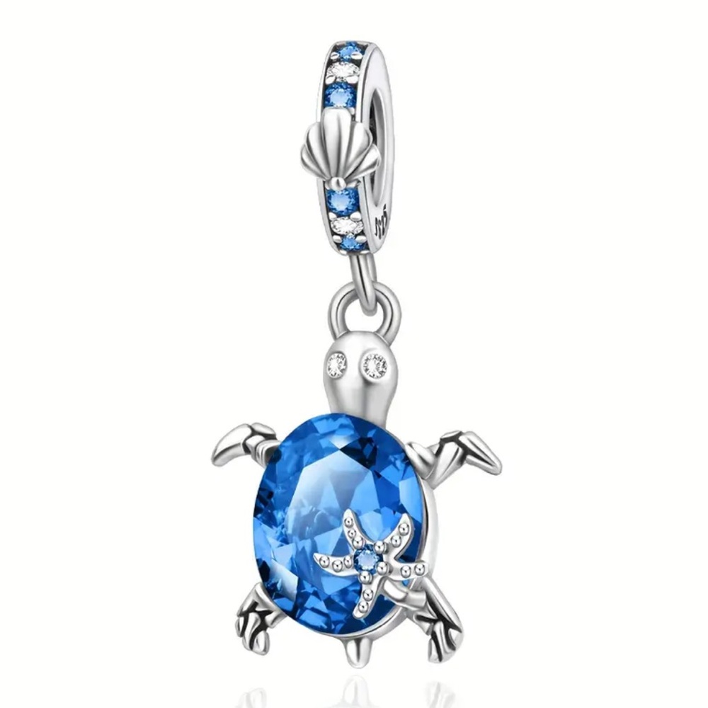 New S925 Blue Turtle Crystal Pandora Style Charm